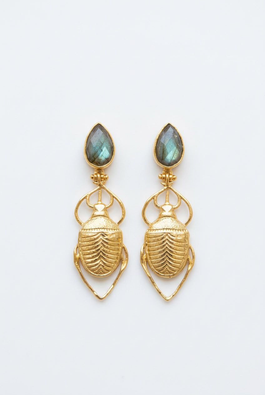PENDIENTES ESCARABAJO LABRADORITE