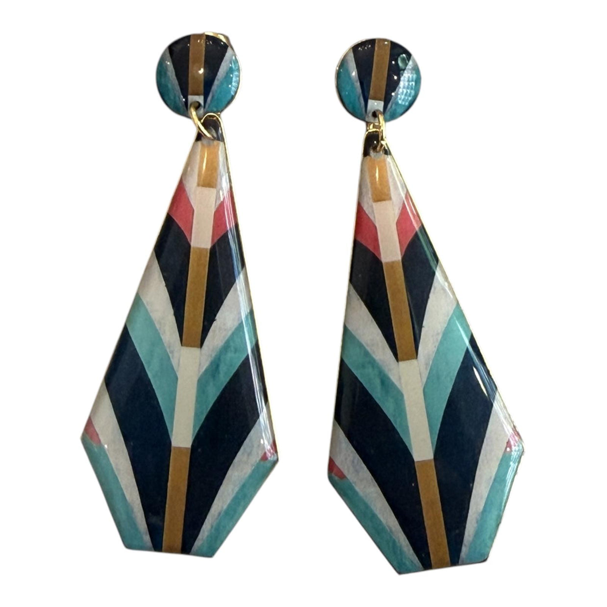 SMALL BLUE PYRAMID EARRINGS
