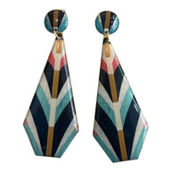 SMALL BLUE PYRAMID EARRINGS