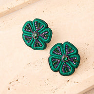 EMBROIDERED FLOWER EARRINGS