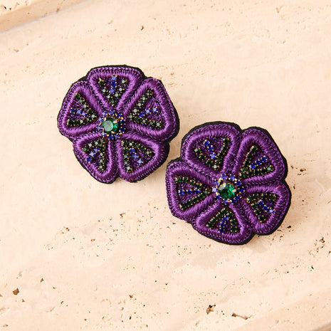 EMBROIDERED FLOWER EARRINGS