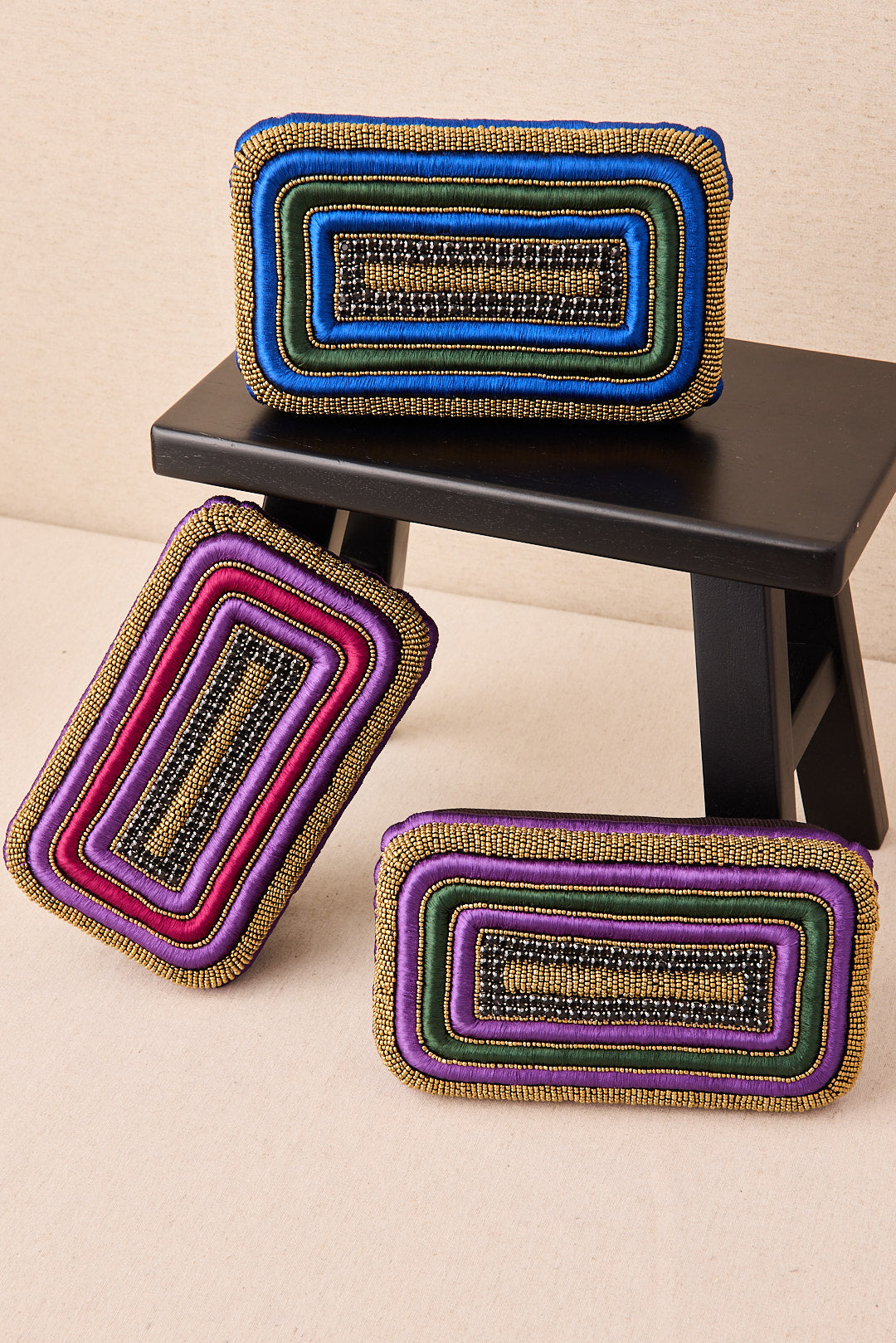EMBROIDERED RECTANGULAR CLUTCH