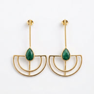 PENDIENTES ABANICO LARGO JADE TEÑIDO VERDE