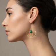 PENDIENTES ABANICO LARGO JADE TEÑIDO VERDE