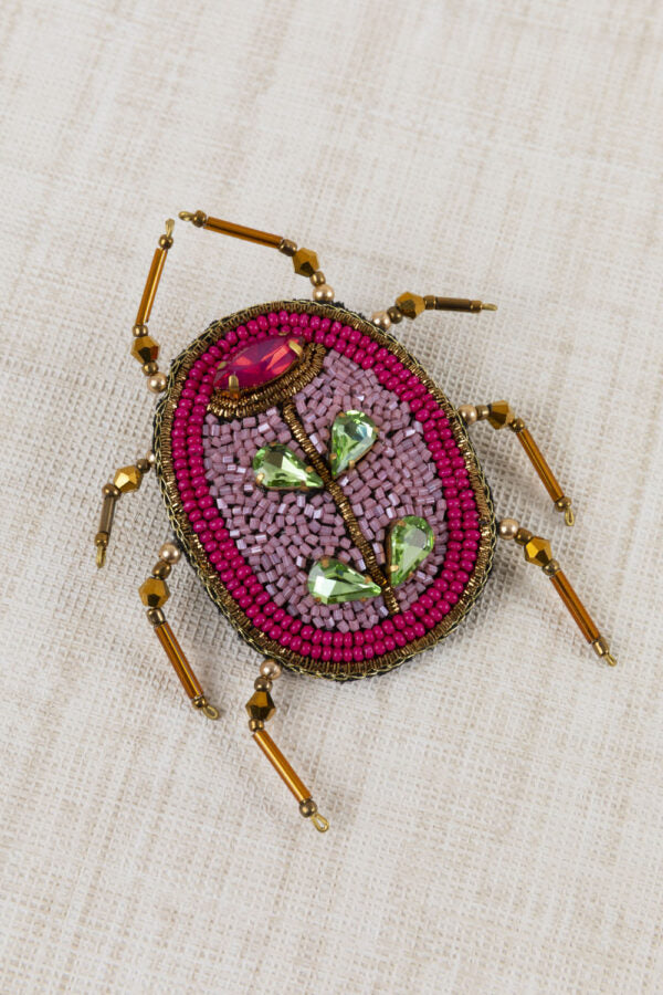 PINK BEETLE BROOCH