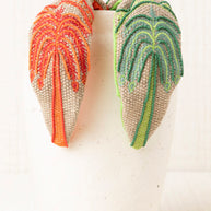 EMBROIDERED PALM TREE HEADBAND GREEN