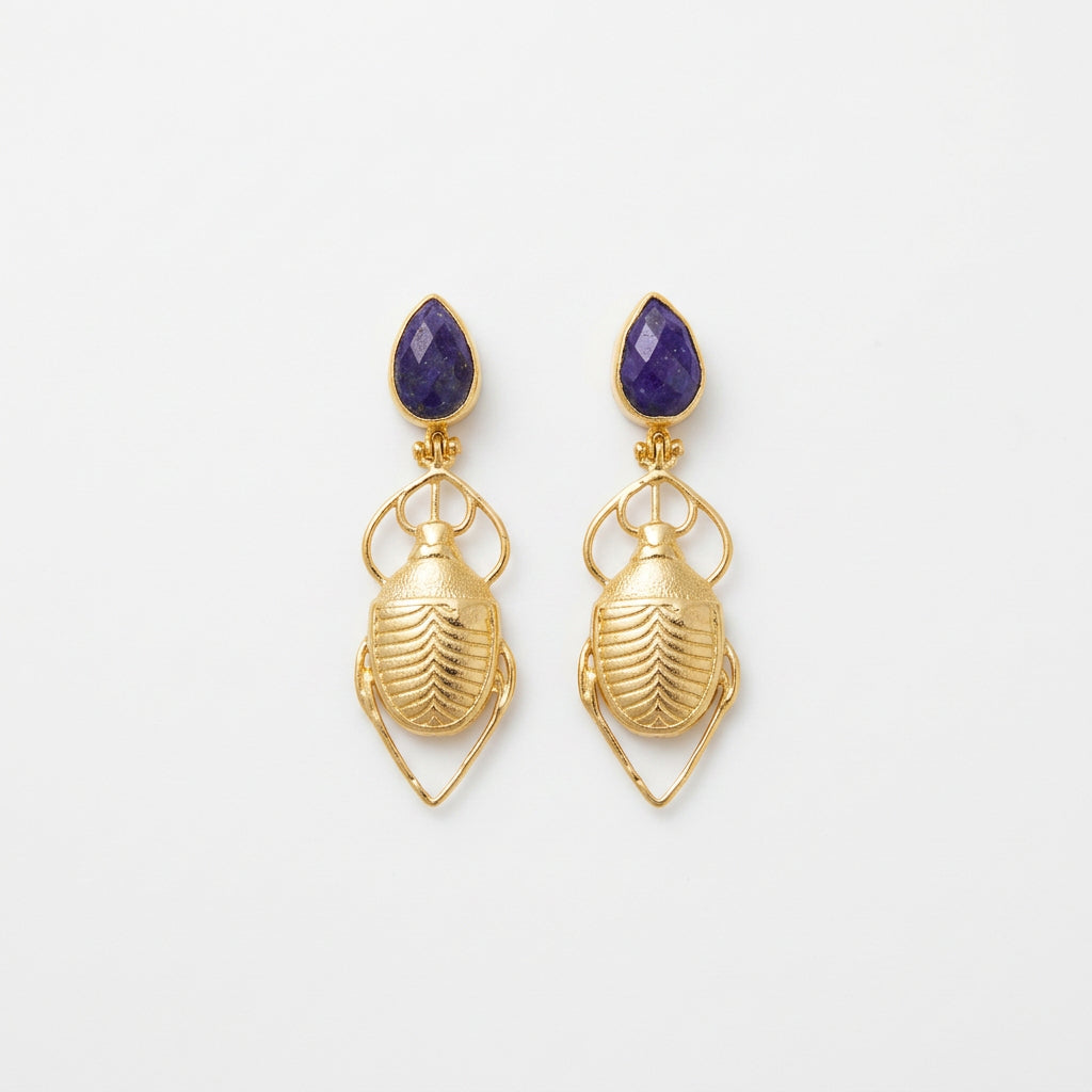 PENDIENTES ESCARABAJO AZUL