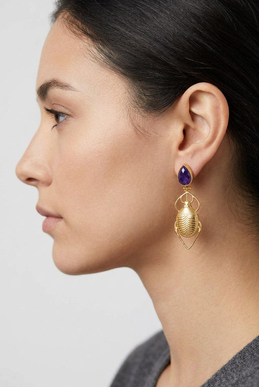 PENDIENTES ESCARABAJO AZUL