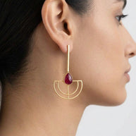 PENDIENTES ABANICO LARGO RUBI