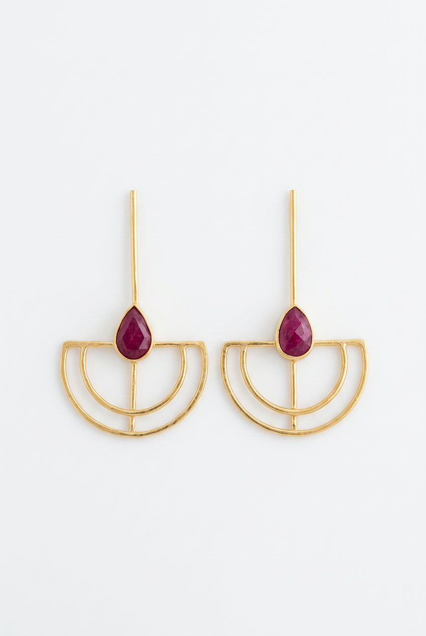 PENDIENTES ABANICO LARGO RUBI