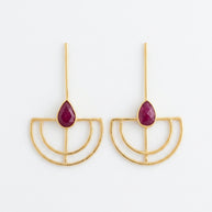 PENDIENTES ABANICO LARGO RUBI