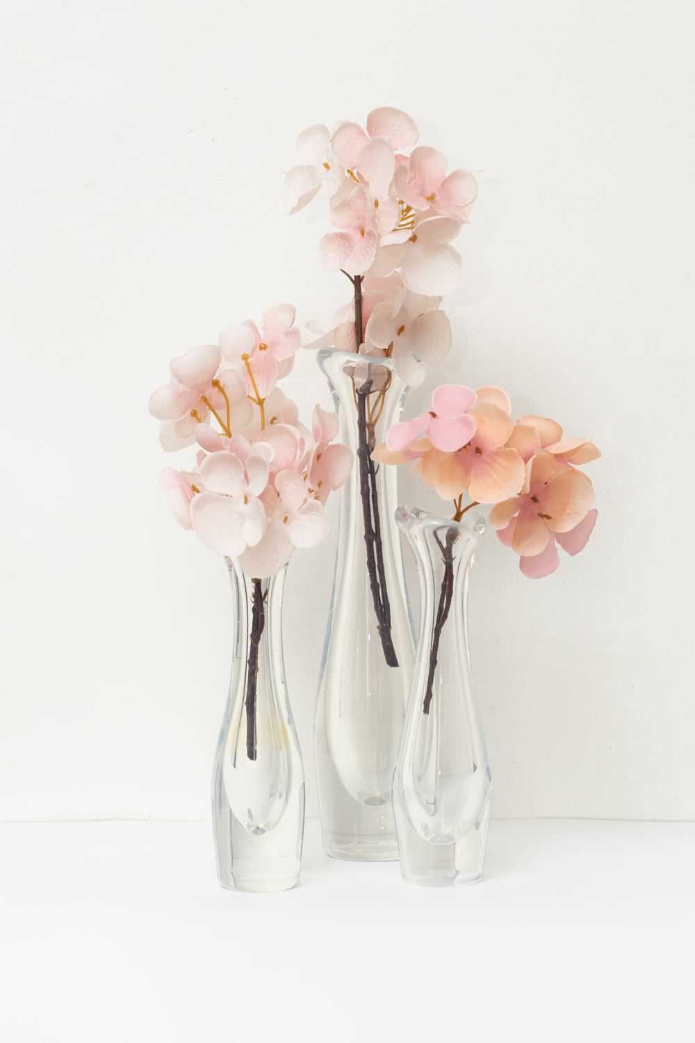 SET OF 2 GLASS VASES