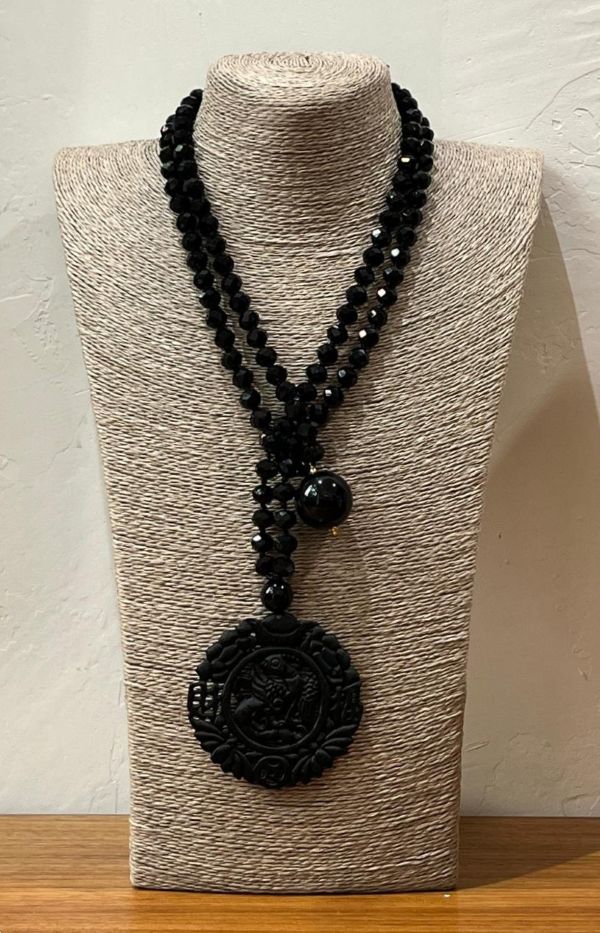COLLAR LARGO MANDALA NEGRO