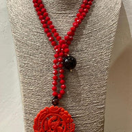 LONG RED MANDALA NECKLACE