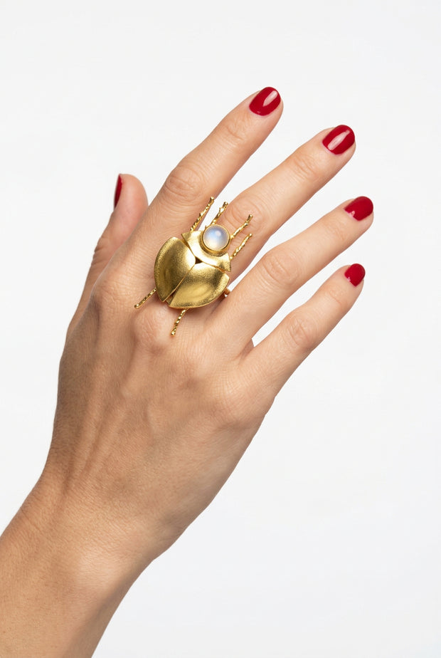 ANILLO ESCARABAJO CUARZO BLANCO