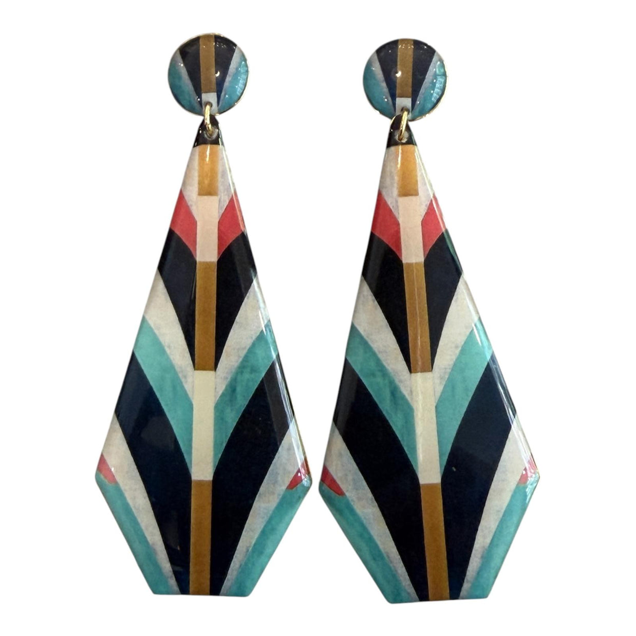 LARGE PYRAMID EARRINGS BLUE