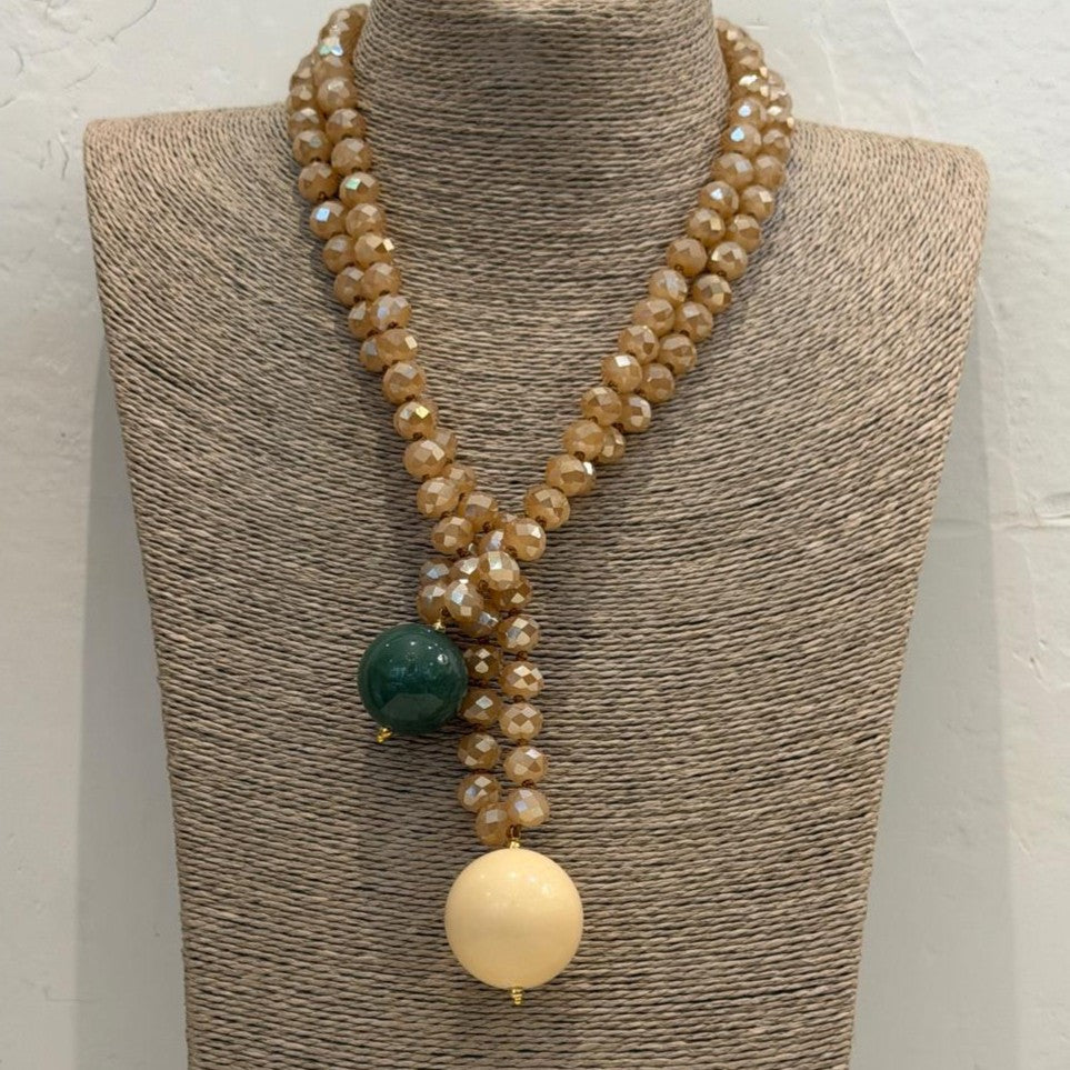 LONG TURQUOISE BEAD NECKLACE