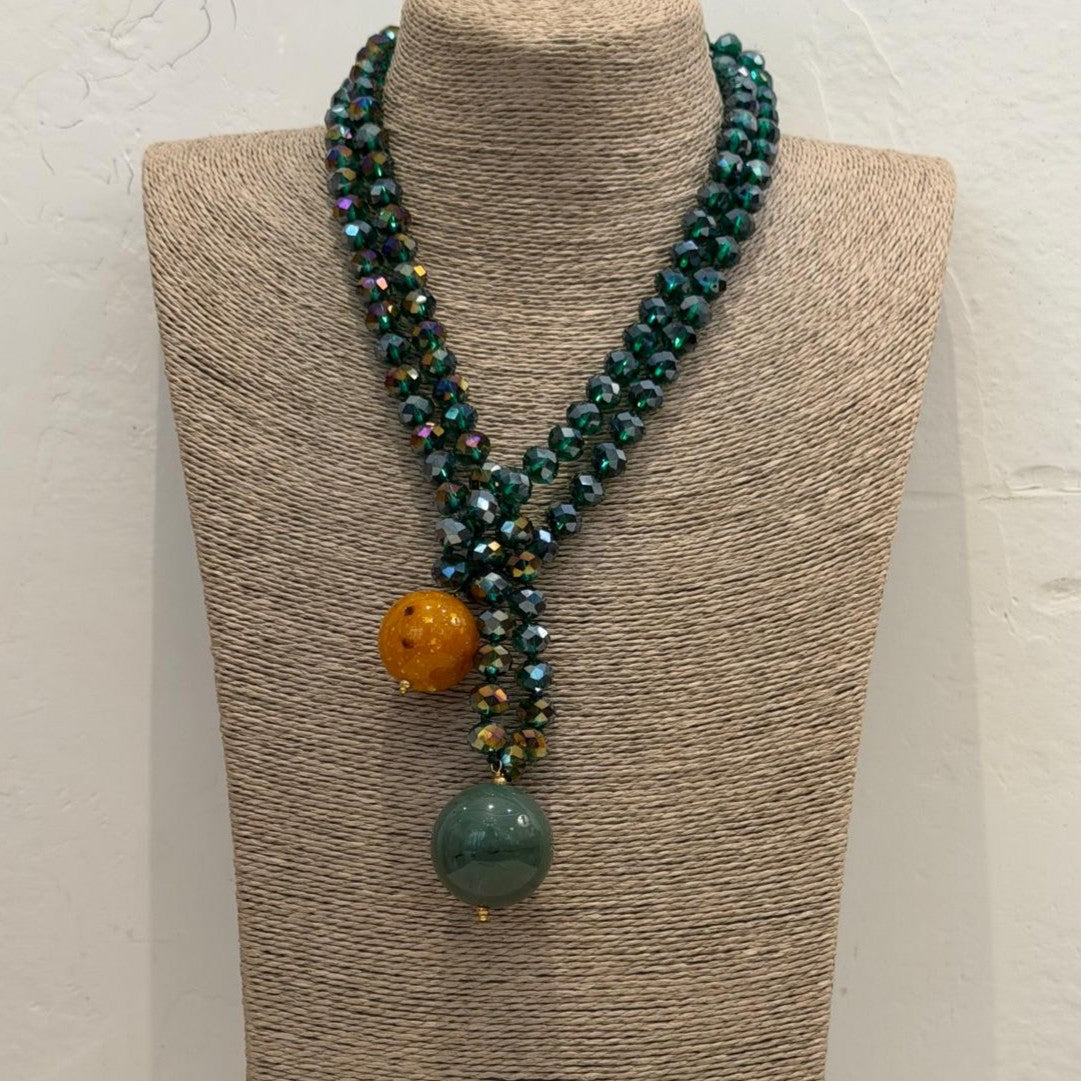 LONG TURQUOISE BEAD NECKLACE