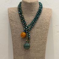 LONG TURQUOISE BEAD NECKLACE