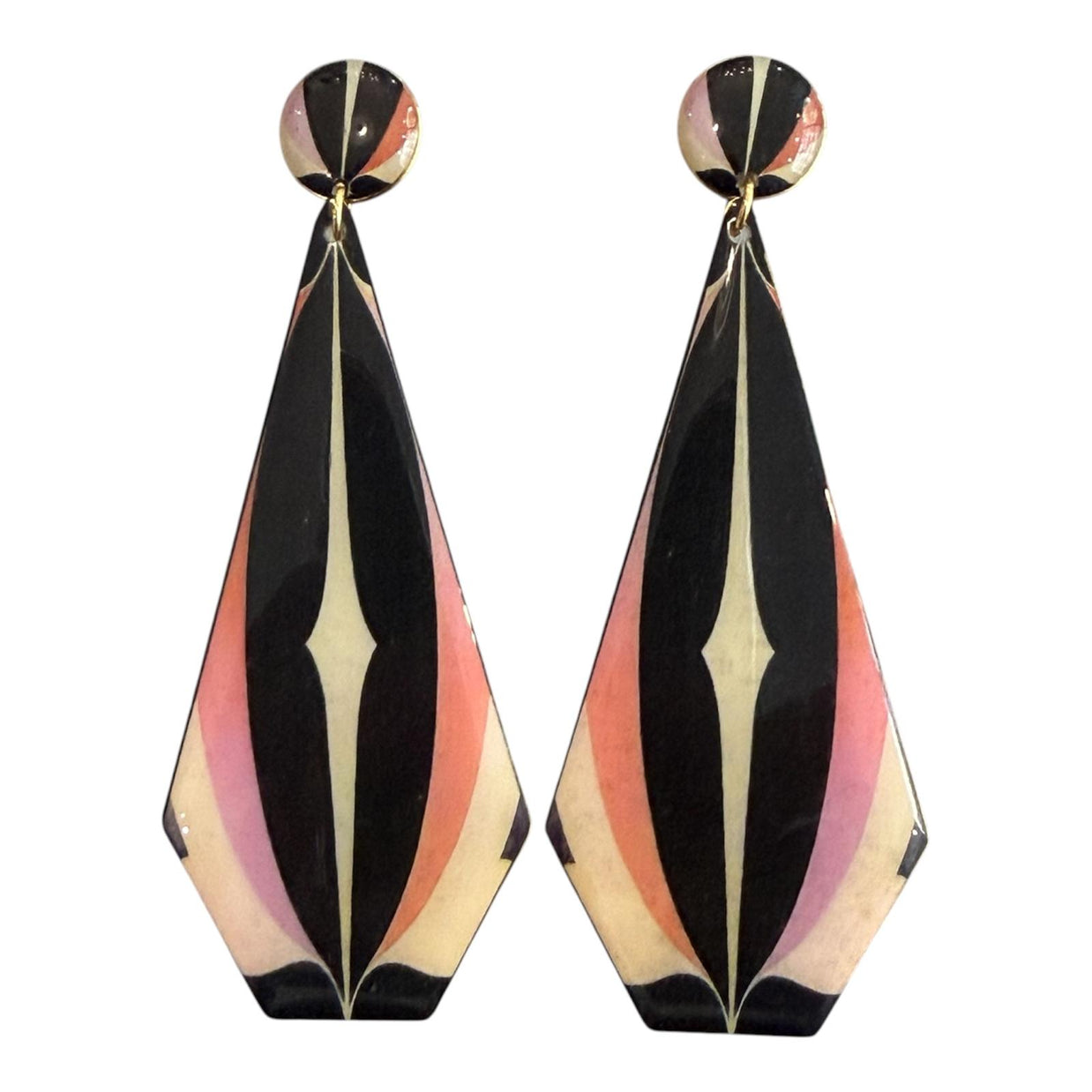 PENDIENTES PIRÁMIDE GRANDE ROSA Y NEGRO
