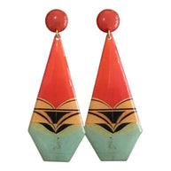 PENDIENTES PIRAMIDE GRANDE NARANJA Y AZUL