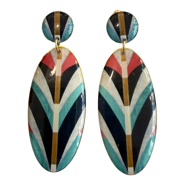 PENDIENTES OVAL AZUL