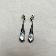 LONG MOTHER-OF-PEARL DECO EARRINGS