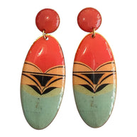 PENDIENTES OVAL NARANJA Y AZUL