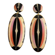PENDIENTES OVALADO ROSA Y NEGRO