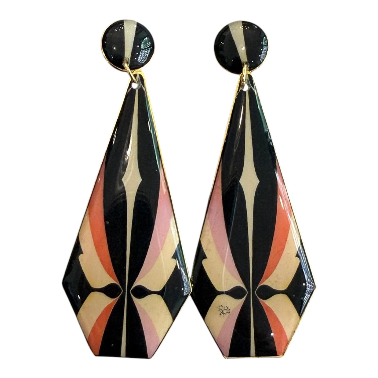 PENDIENTES PIRÁMIDE PEQUEÑA ROSA Y NEGRO