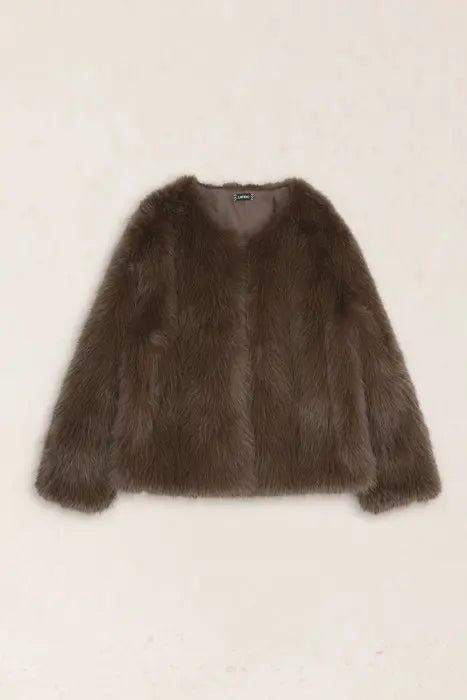 Chaqueta Maxi Pelo Café