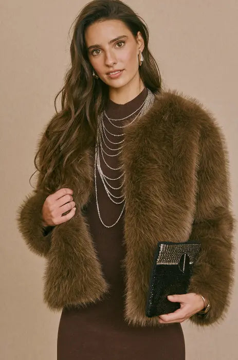 Chaqueta Maxi Pelo Café