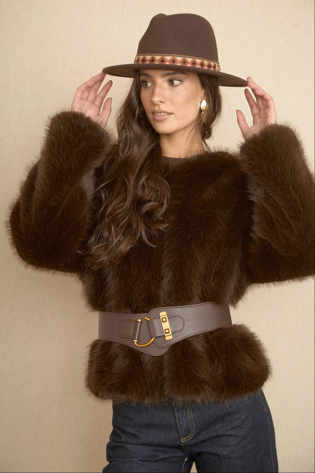 Chaqueta Maxi Pelo Chocolate