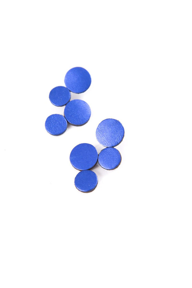 PENDIENTES ABSTRACTION SMALL LEATHER BLUE