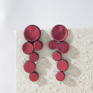LARGE ABSTRACTION BURGUNDY EARRINGS