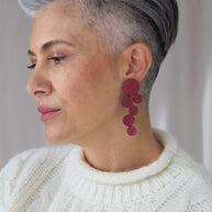LARGE ABSTRACTION BURGUNDY EARRINGS