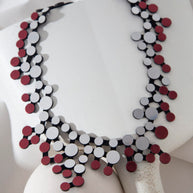 ABSTRACTION NECKLACE SILVER AND BURGUNDY
