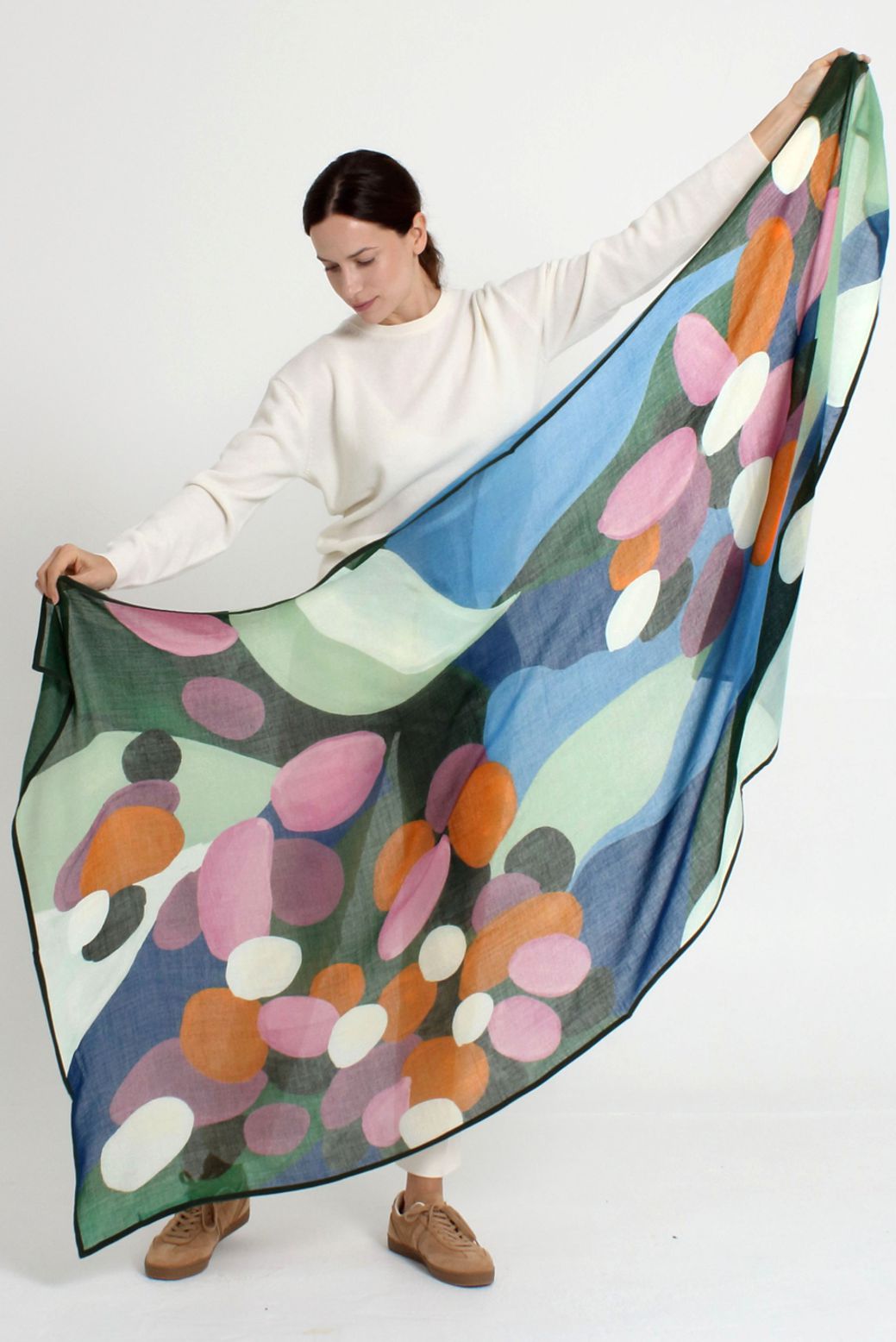 SQUARE SCARF 140x140 AQUA