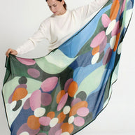SQUARE SCARF 140x140 AQUA