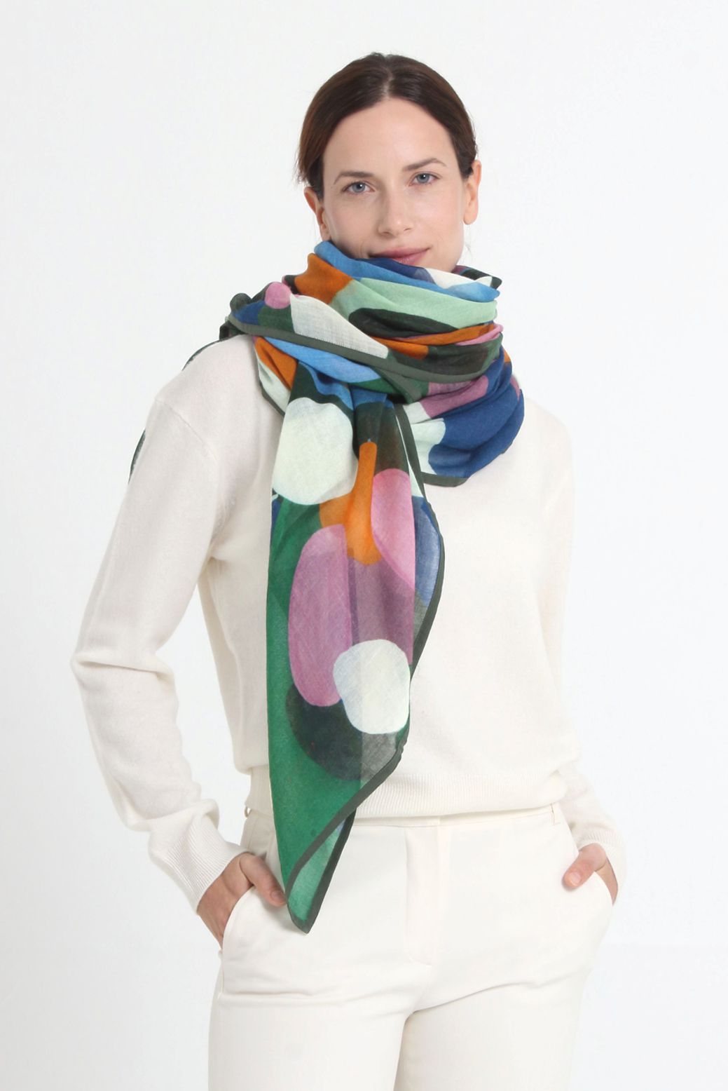 SQUARE SCARF 140x140 AQUA