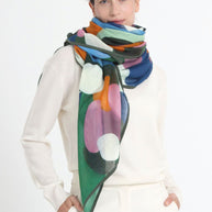 SQUARE SCARF 140x140 AQUA
