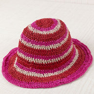 SOMBRERO RAFIA RAYAS FUCSIA