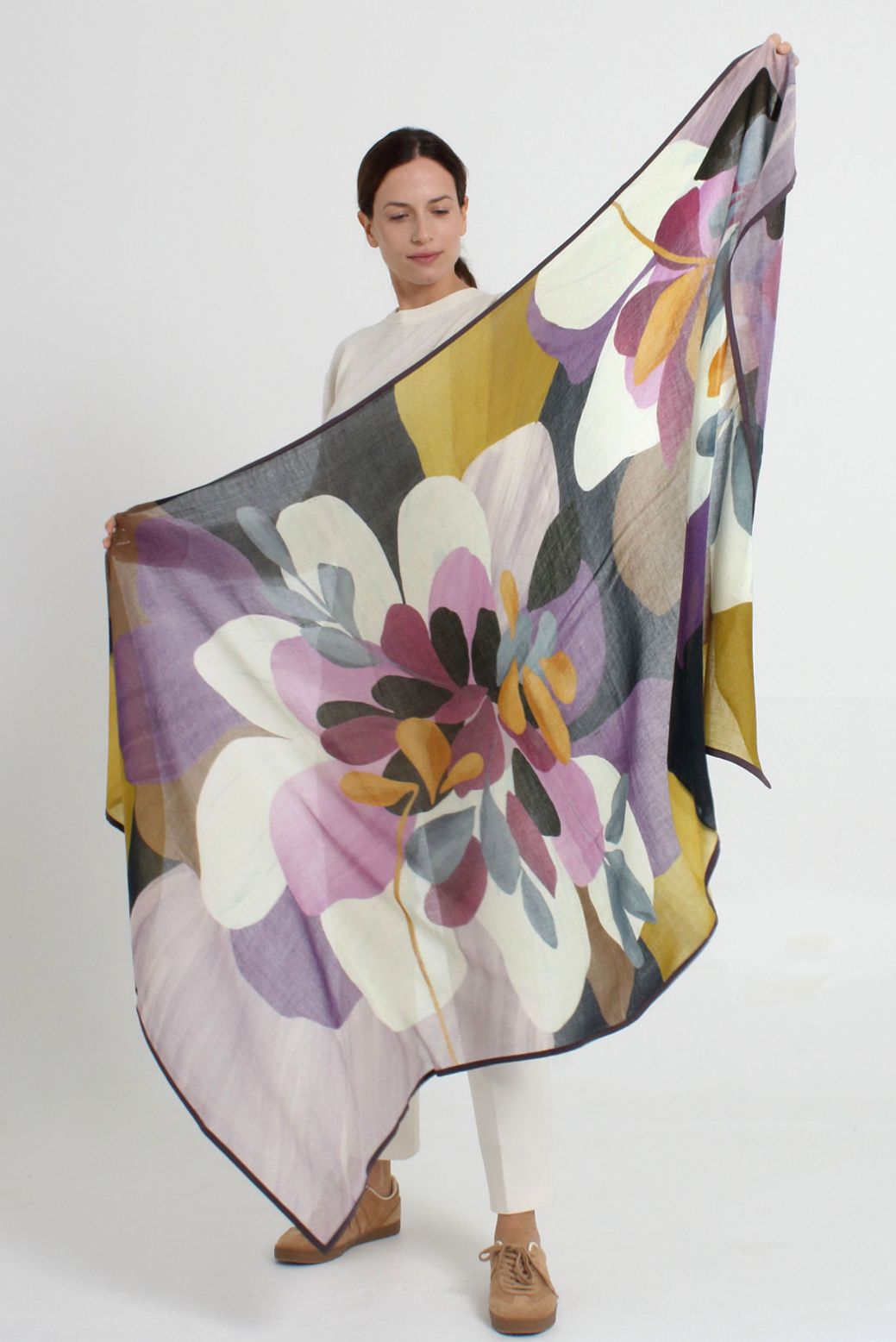 SQUARE SCARF 140x140 AQUA