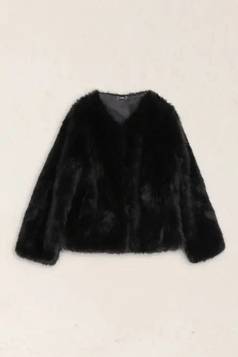 Chaqueta Maxi Pelo Negro