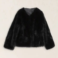 Chaqueta Maxi Pelo Negro