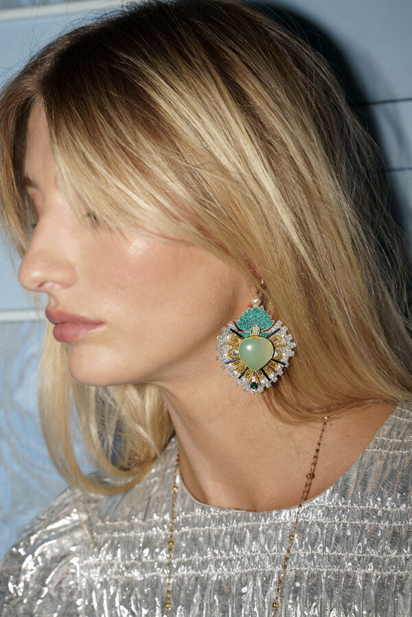 PENDIENTES BORDADOS CORAZÓN