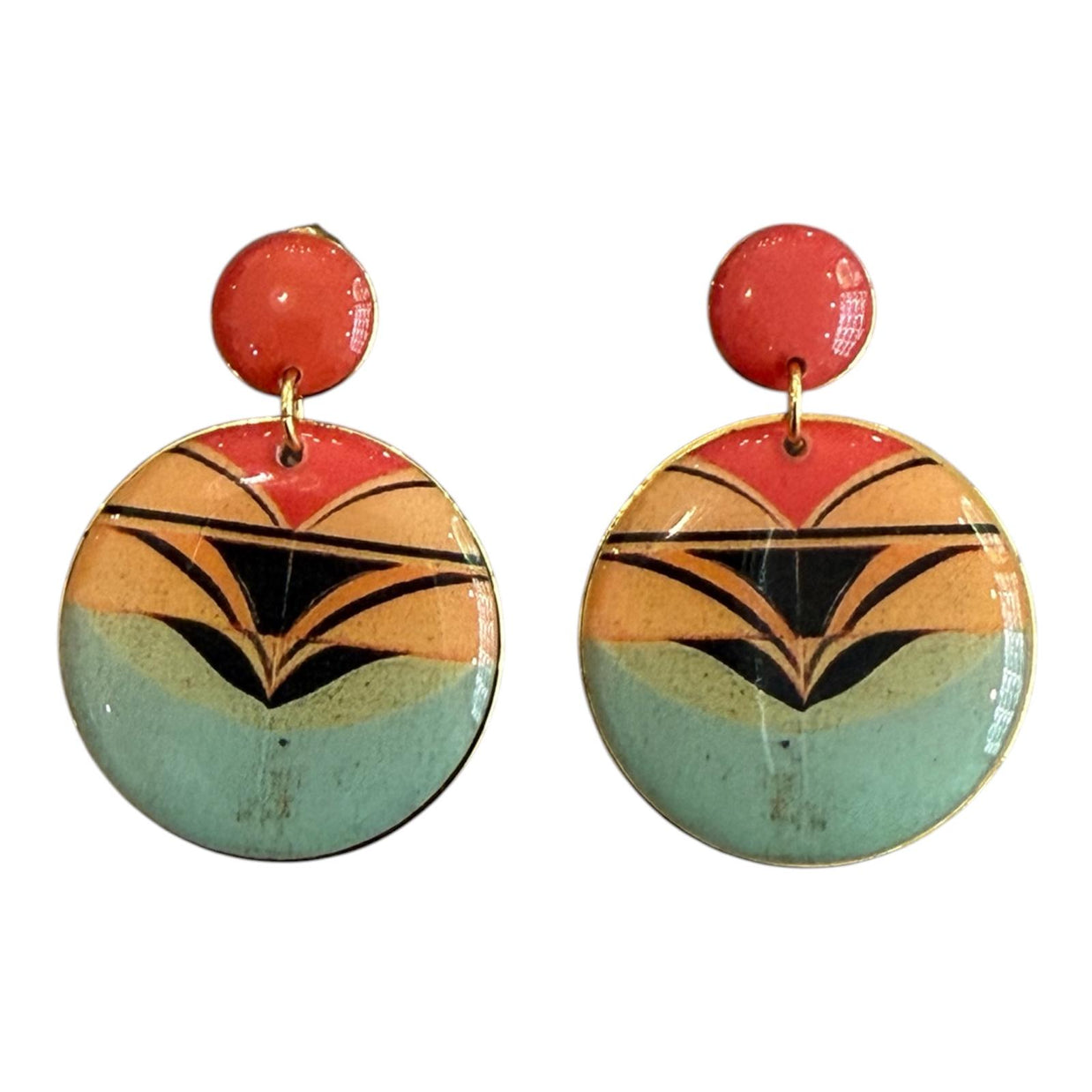 PENDIENTES REDONDO NARANJA Y AZUL