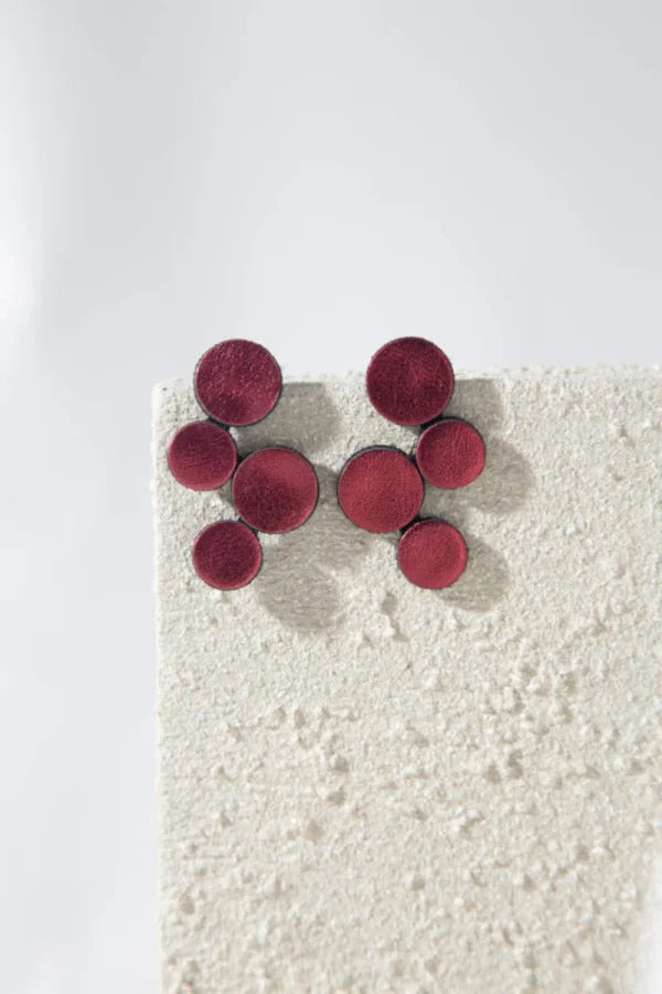PENDIENTES ABSTRACTION SMALL LEATHER BURGUNDY