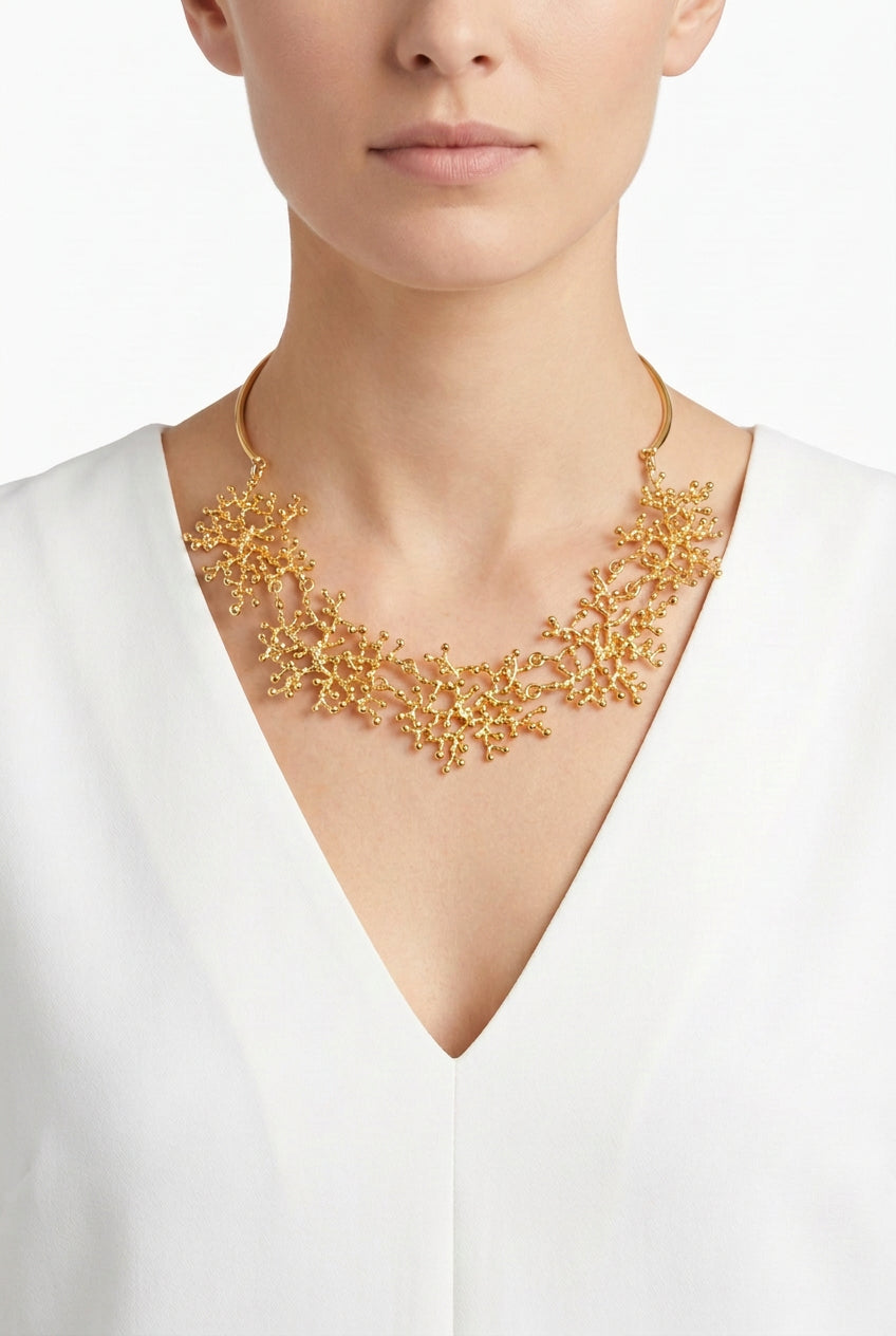 NUDE LEATHER AND CERAMIC NECKLACE