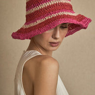 RAFFIA STRIPED BEIGE HAT
